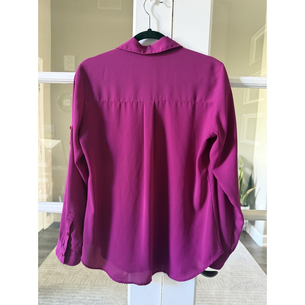 Express Portofino Slim Fit Shirt Magenta Pink Long Sleeve Button Down Medium - Picture 2 of 5